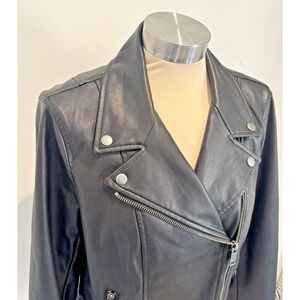 GAP Vegan Faux Leather Moto Jacket Black Biker Machine Washable Women's Medium